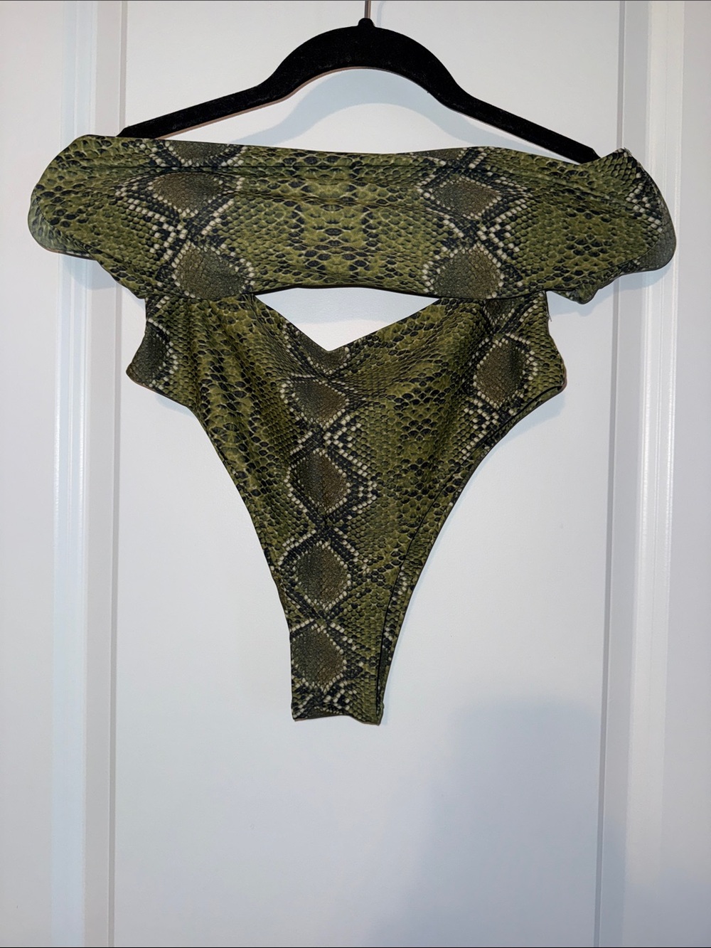 WOMENS ZAFUL PYTHON SNAKE PRINT BANDEAU THONG BIKINI SIZE SMALL